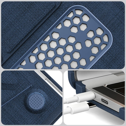 For MacBook Air 13 inch (2020) / (2018) (A2337 M1 A2179 A1932) Laptop Case with Logo View / Kickstand PC TPU Cloth Shockproof Cover