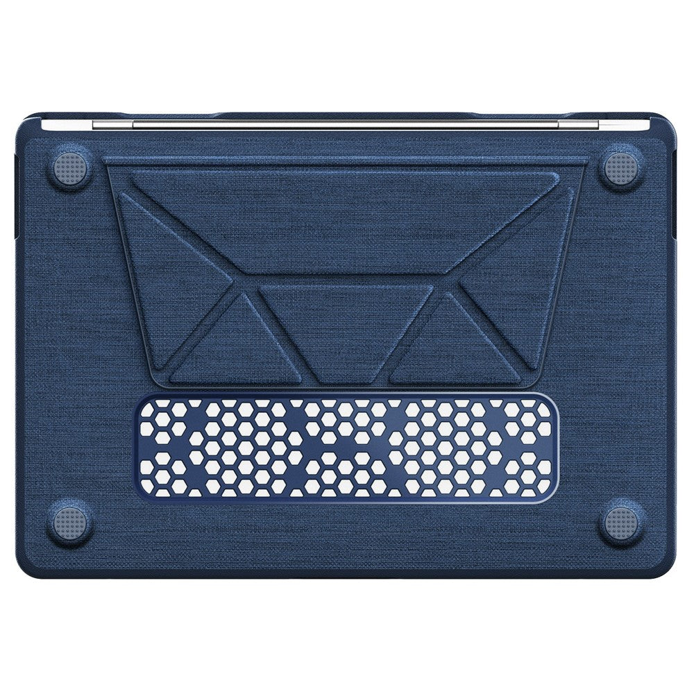 For MacBook Air 13 inch (2020) / (2018) (A2337 M1 A2179 A1932) Laptop Case with Logo View / Kickstand PC TPU Cloth Shockproof Cover