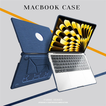 For MacBook Air 13 inch (2020) / (2018) (A2337 M1 A2179 A1932) Laptop Case with Logo View / Kickstand PC TPU Cloth Shockproof Cover