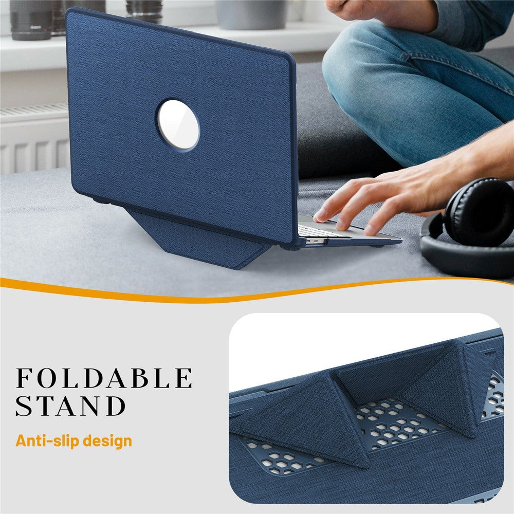 For MacBook Air 13 inch (2020) / (2018) (A2337 M1 A2179 A1932) Laptop Case with Logo View / Kickstand PC TPU Cloth Shockproof Cover