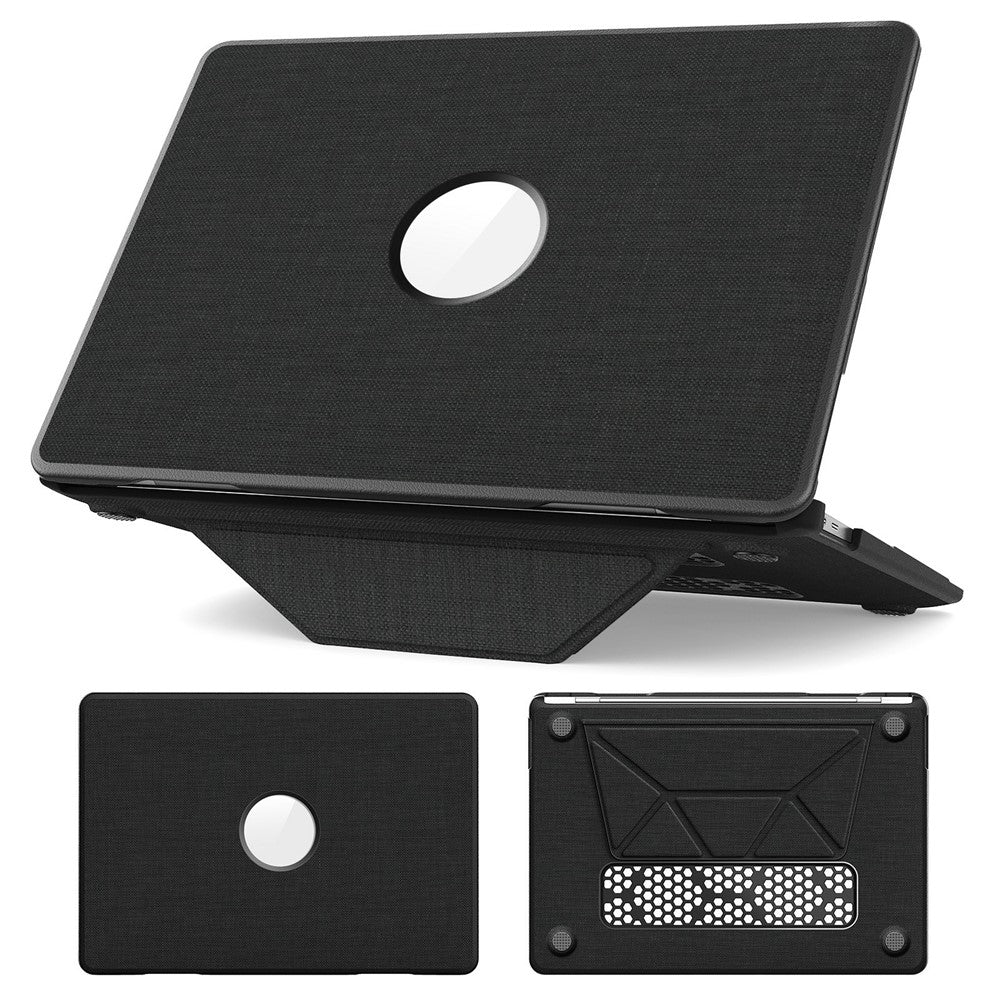 For MacBook Air 13 inch (2020) / (2018) (A2337 M1 A2179 A1932) Laptop Case with Logo View / Kickstand PC TPU Cloth Shockproof Cover