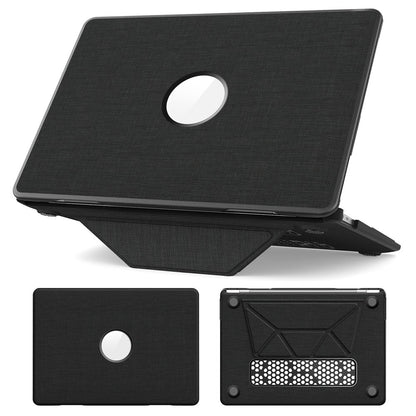 For MacBook Air 13 inch (2020) / (2018) (A2337 M1 A2179 A1932) Laptop Case with Logo View / Kickstand PC TPU Cloth Shockproof Cover