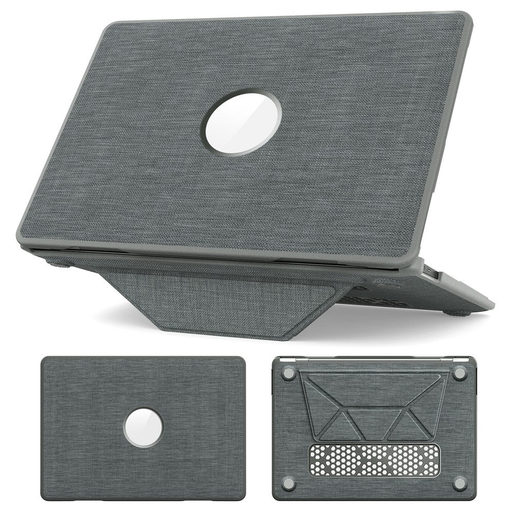 For MacBook Air 13 inch (2020) / (2018) (A2337 M1 A2179 A1932) Laptop Case with Logo View / Kickstand PC TPU Cloth Shockproof Cover