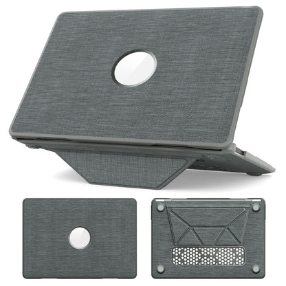 For MacBook Air 13 inch (2020) / (2018) (A2337 M1 A2179 A1932) Laptop Case with Logo View / Kickstand PC TPU Cloth Shockproof Cover