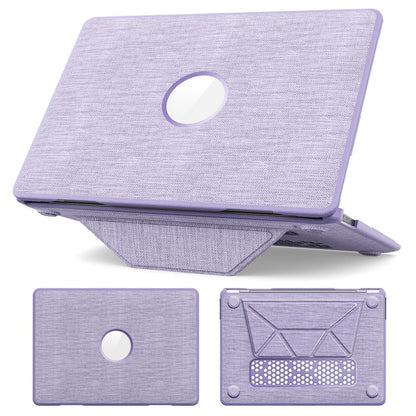 For MacBook Air 13 inch (2020) / (2018) (A2337 M1 A2179 A1932) Laptop Case with Logo View / Kickstand PC TPU Cloth Shockproof Cover