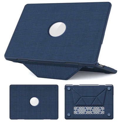 Laptop Case for MacBook Air 13 inch (2026) A3449 / (2025) A3240 / (2024) A3113 / (2022) A2681 PC TPU Cloth Shockproof Cover with Logo View / Kickstand
