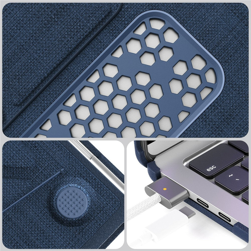 Laptop Case for MacBook Air 13 inch (2026) A3449 / (2025) A3240 / (2024) A3113 / (2022) A2681 PC TPU Cloth Shockproof Cover with Logo View / Kickstand