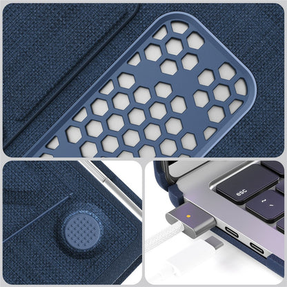 Laptop Case for MacBook Air 13 inch (2026) A3449 / (2025) A3240 / (2024) A3113 / (2022) A2681 PC TPU Cloth Shockproof Cover with Logo View / Kickstand