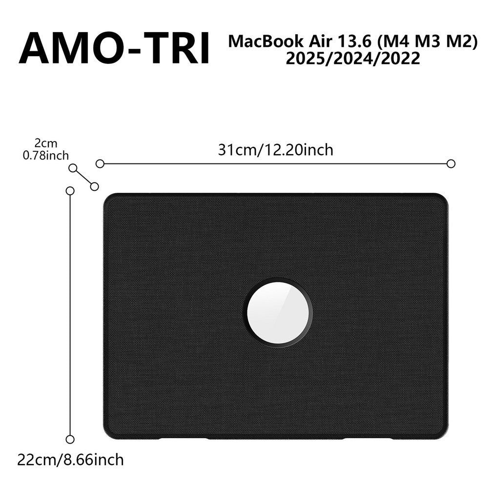 Laptop Case for MacBook Air 13 inch (2026) A3449 / (2025) A3240 / (2024) A3113 / (2022) A2681 PC TPU Cloth Shockproof Cover with Logo View / Kickstand