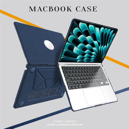 Laptop Case for MacBook Air 13 inch (2026) A3449 / (2025) A3240 / (2024) A3113 / (2022) A2681 PC TPU Cloth Shockproof Cover with Logo View / Kickstand