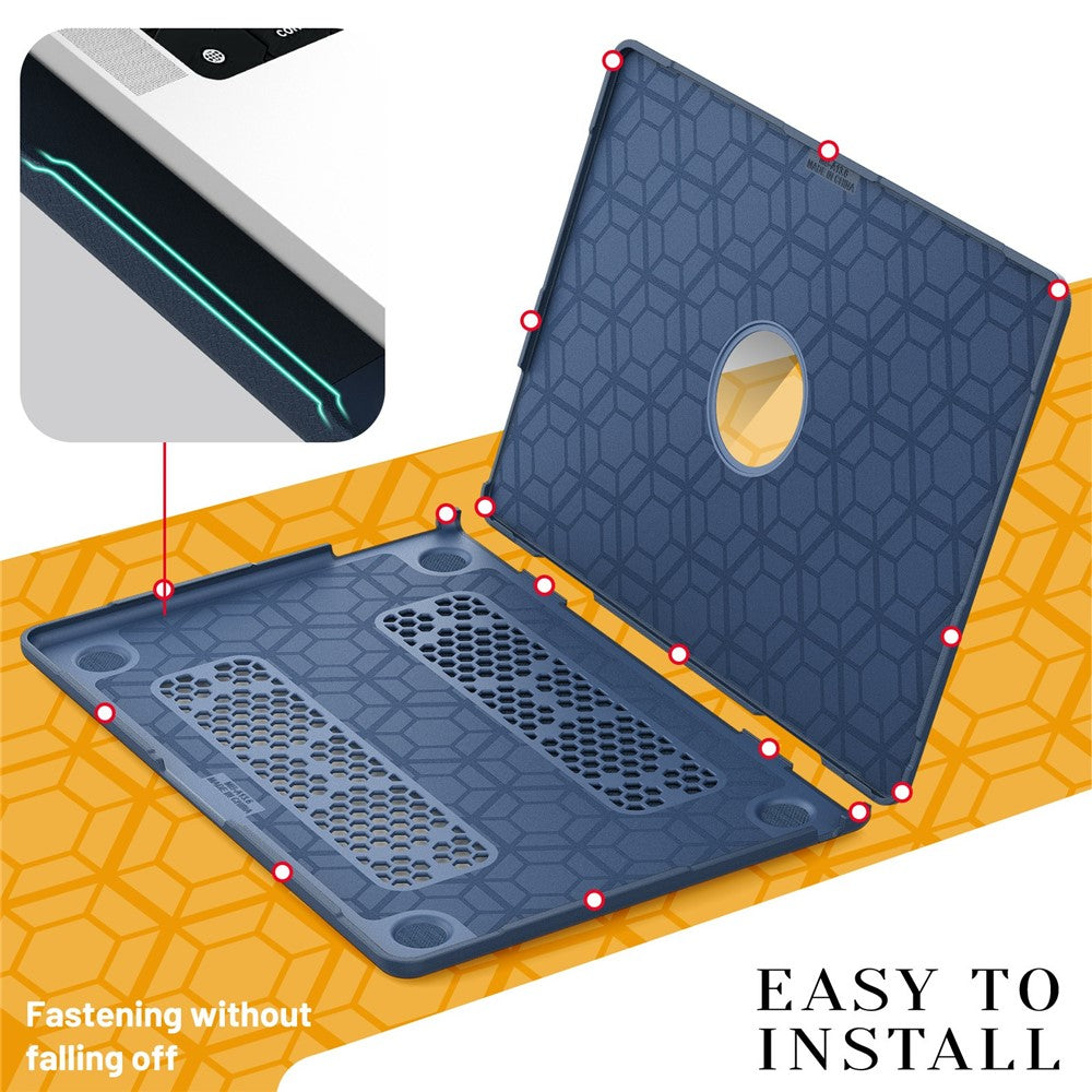 Laptop Case for MacBook Air 13 inch (2026) A3449 / (2025) A3240 / (2024) A3113 / (2022) A2681 PC TPU Cloth Shockproof Cover with Logo View / Kickstand