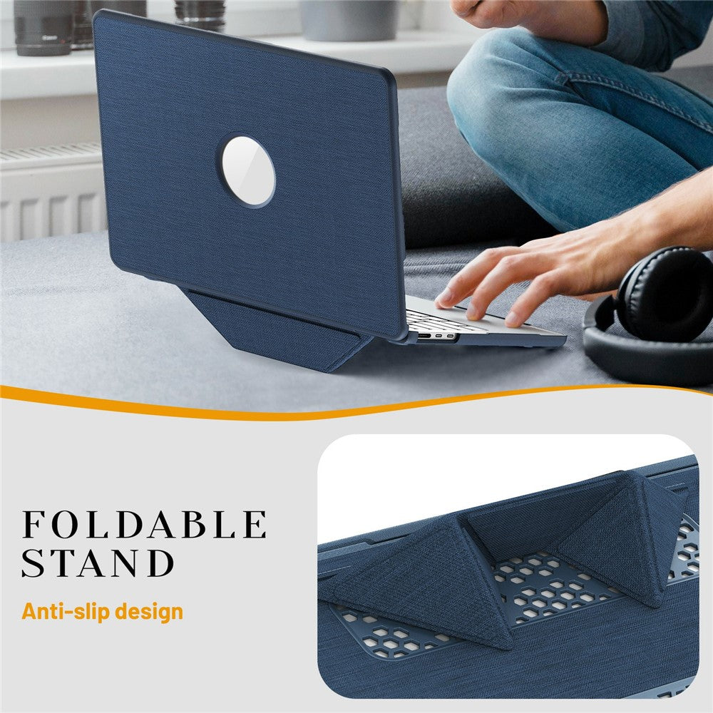 Laptop Case for MacBook Air 13 inch (2026) A3449 / (2025) A3240 / (2024) A3113 / (2022) A2681 PC TPU Cloth Shockproof Cover with Logo View / Kickstand