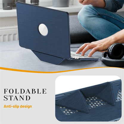 Laptop Case for MacBook Air 13 inch (2026) A3449 / (2025) A3240 / (2024) A3113 / (2022) A2681 PC TPU Cloth Shockproof Cover with Logo View / Kickstand