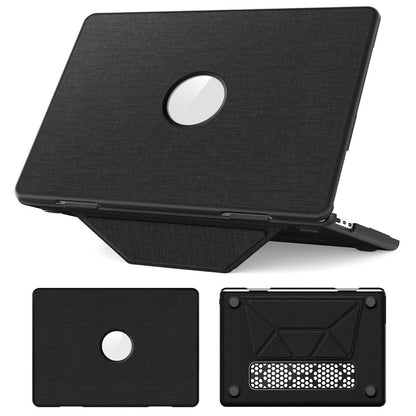 Laptop Case for MacBook Air 13 inch (2026) A3449 / (2025) A3240 / (2024) A3113 / (2022) A2681 PC TPU Cloth Shockproof Cover with Logo View / Kickstand