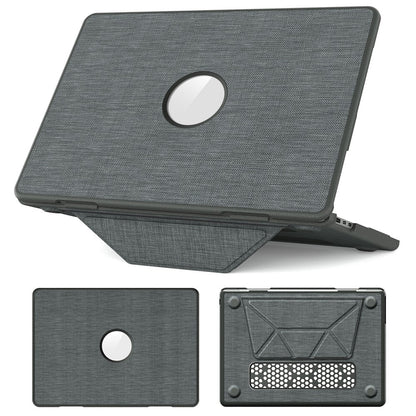 Laptop Case for MacBook Air 13 inch (2026) A3449 / (2025) A3240 / (2024) A3113 / (2022) A2681 PC TPU Cloth Shockproof Cover with Logo View / Kickstand