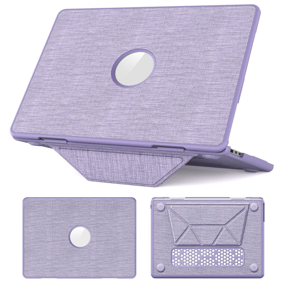 Laptop Case for MacBook Air 13 inch (2026) A3449 / (2025) A3240 / (2024) A3113 / (2022) A2681 PC TPU Cloth Shockproof Cover with Logo View / Kickstand