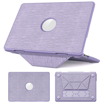 Laptop Case for MacBook Air 13 inch (2026) A3449 / (2025) A3240 / (2024) A3113 / (2022) A2681 PC TPU Cloth Shockproof Cover with Logo View / Kickstand