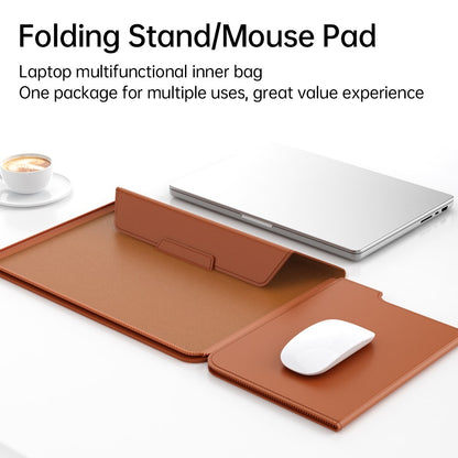 For 13 - 14 inch Laptop Sleeve with Stand PU Leather Detachable Case Protective Cover