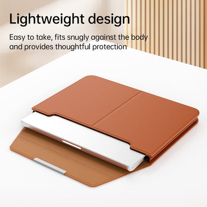 For 13 - 14 inch Laptop Sleeve with Stand PU Leather Detachable Case Protective Cover