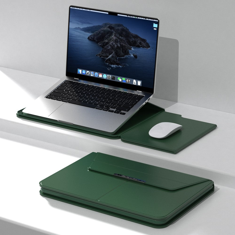 For 13 - 14 inch Laptop Sleeve with Stand PU Leather Detachable Case Protective Cover