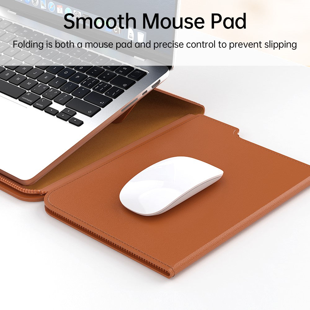 For 15 - 15.6 inch Laptop Sleeve with Stand PU Leather Detachable Case Protective Cover