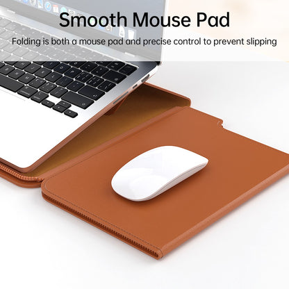 For 15 - 15.6 inch Laptop Sleeve with Stand PU Leather Detachable Case Protective Cover