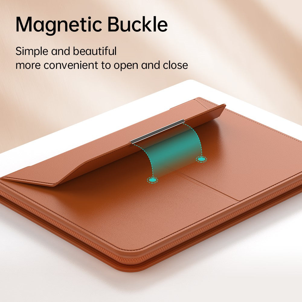 For 15 - 15.6 inch Laptop Sleeve with Stand PU Leather Detachable Case Protective Cover