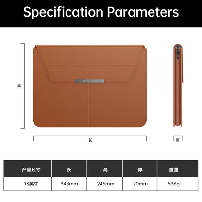 For 15 - 15.6 inch Laptop Sleeve with Stand PU Leather Detachable Case Protective Cover