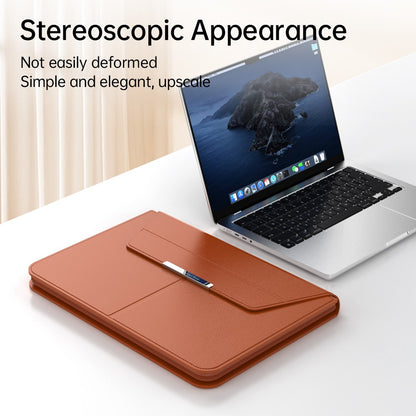For 15 - 15.6 inch Laptop Sleeve with Stand PU Leather Detachable Case Protective Cover