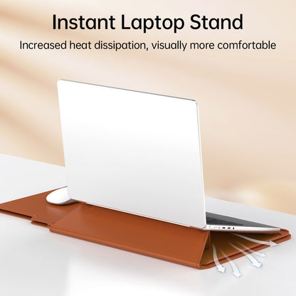 For 15 - 15.6 inch Laptop Sleeve with Stand PU Leather Detachable Case Protective Cover