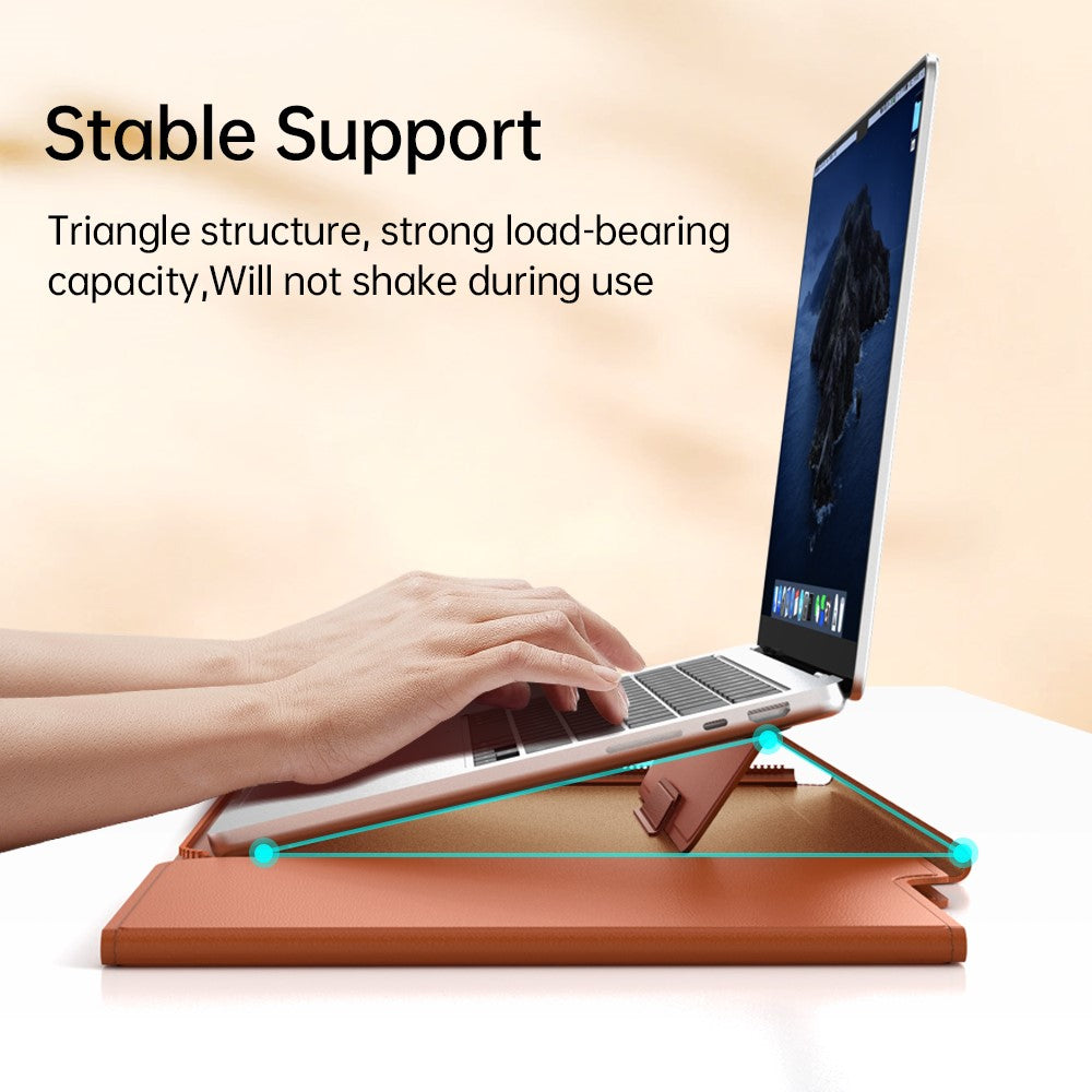 For 15 - 15.6 inch Laptop Sleeve with Stand PU Leather Detachable Case Protective Cover