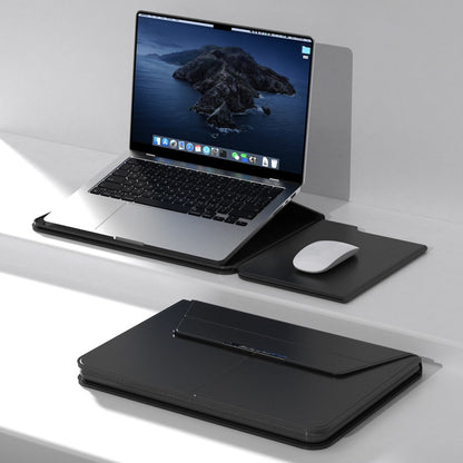 For 15 - 15.6 inch Laptop Sleeve with Stand PU Leather Detachable Case Protective Cover
