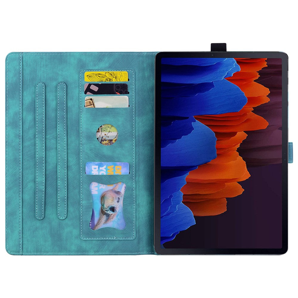 For Samsung Galaxy Tab S11 Ultra Case Card Slots Leather Tablet Stand Folio Cover Flower Cat