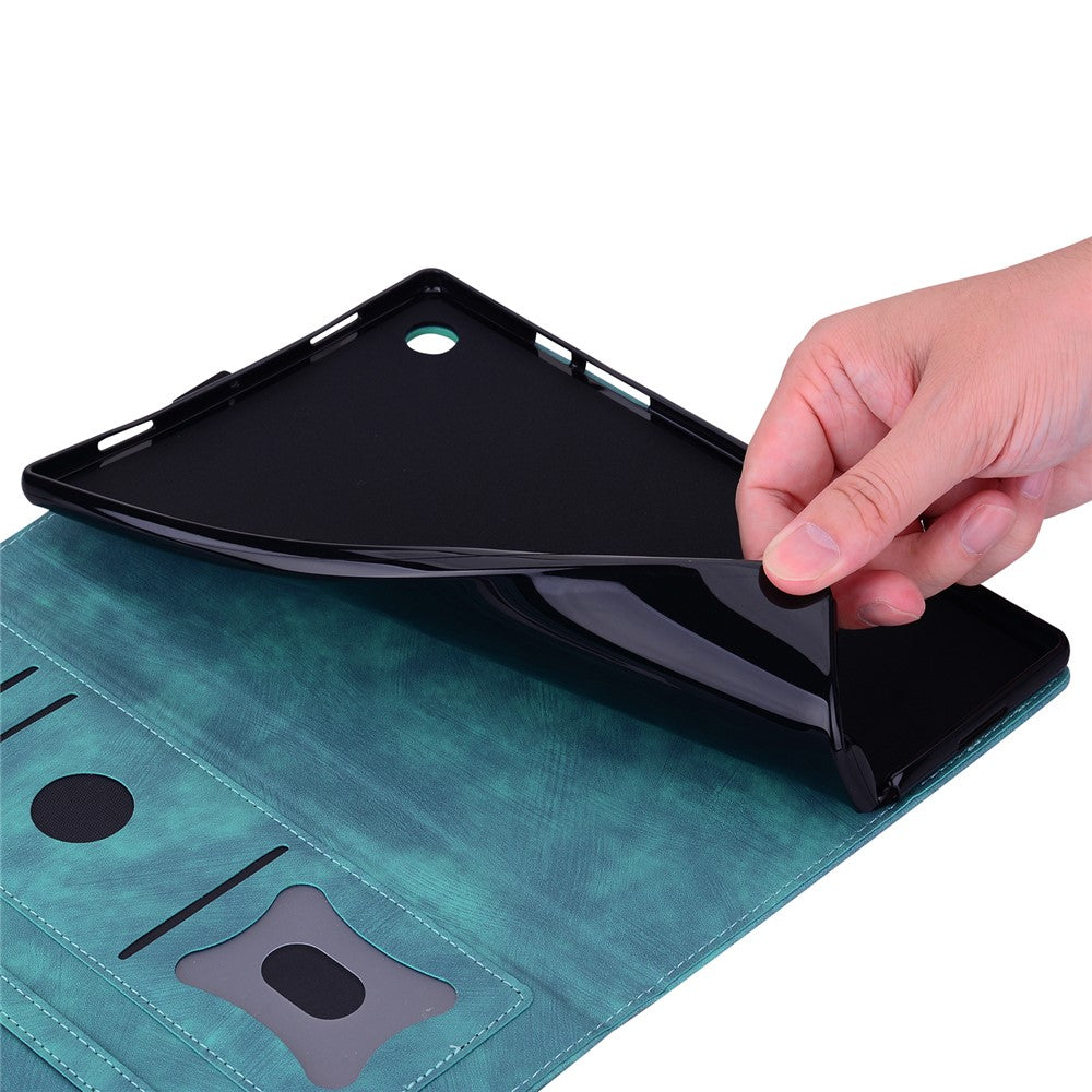 For Samsung Galaxy Tab S11 Ultra Case Card Slots Leather Tablet Stand Folio Cover Flower Cat