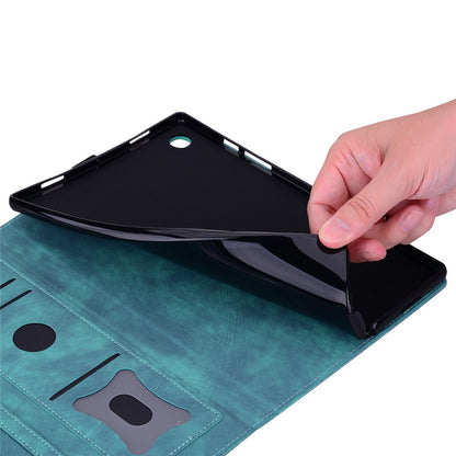For Samsung Galaxy Tab S11 Ultra Case Card Slots Leather Tablet Stand Folio Cover Flower Cat