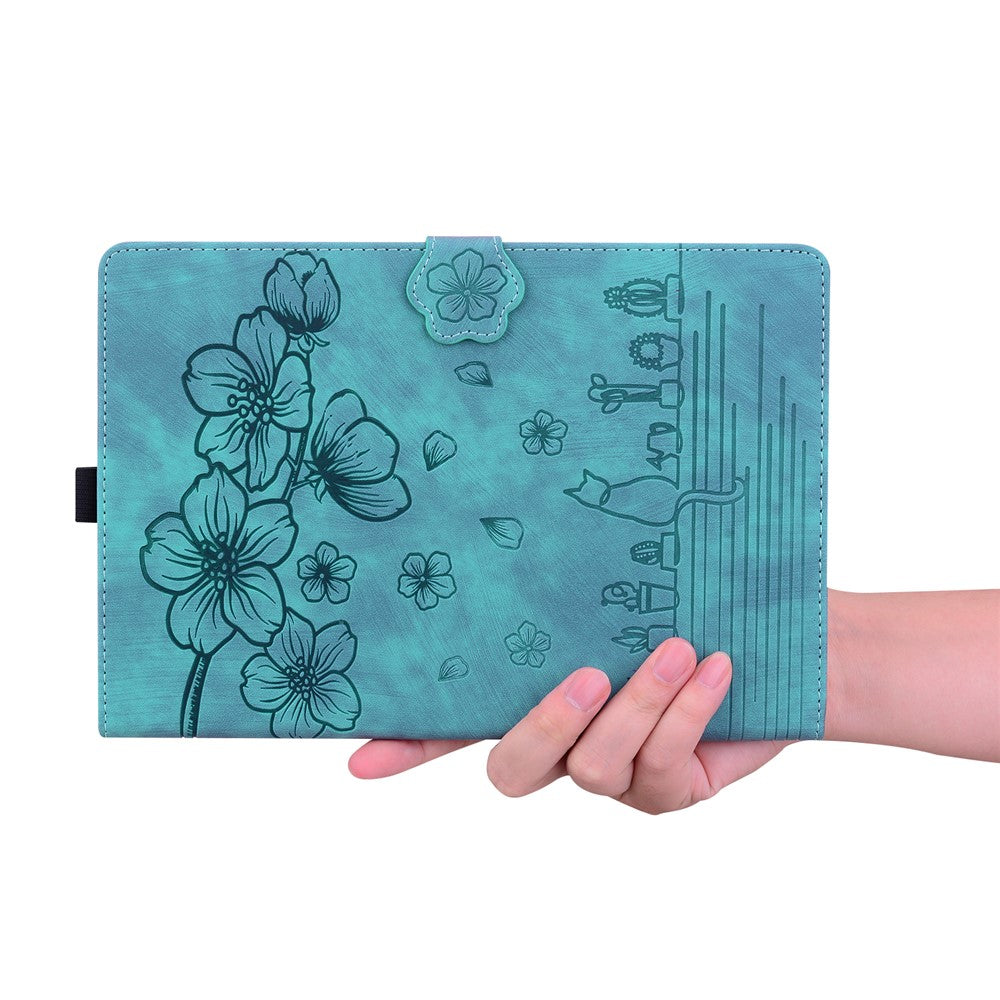 For Samsung Galaxy Tab S11 Ultra Case Card Slots Leather Tablet Stand Folio Cover Flower Cat