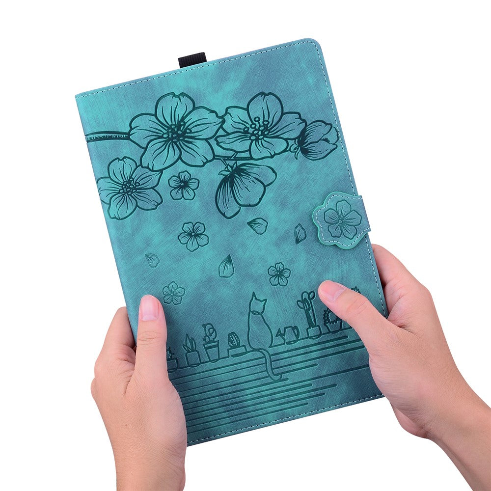 For Samsung Galaxy Tab S11 Ultra Case Card Slots Leather Tablet Stand Folio Cover Flower Cat