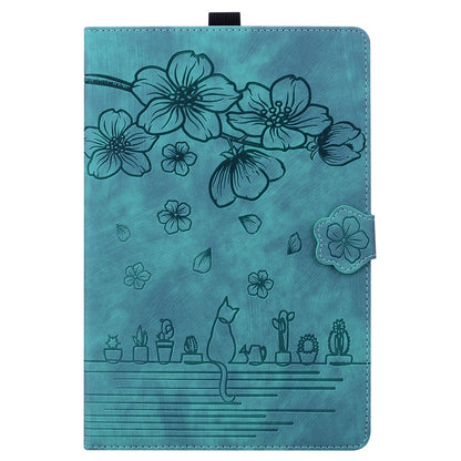 For Samsung Galaxy Tab S11 Ultra Case Card Slots Leather Tablet Stand Folio Cover Flower Cat