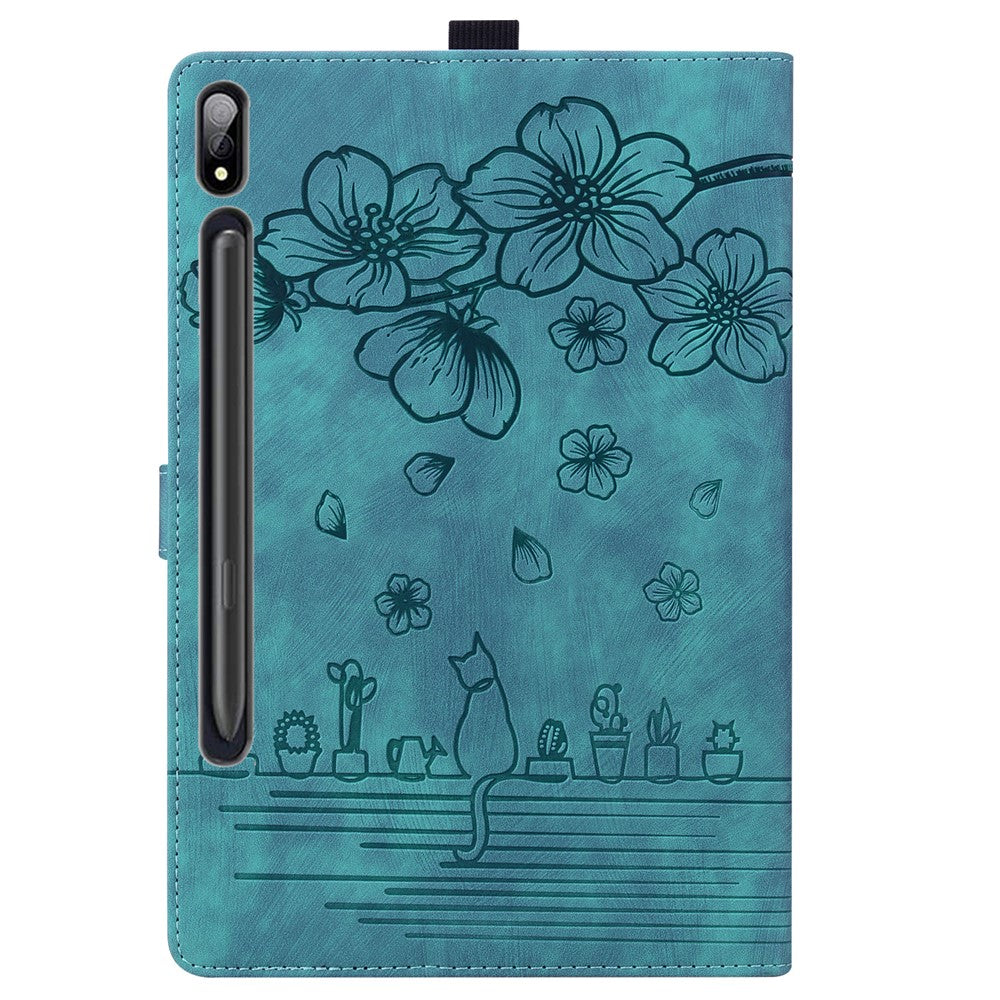 For Samsung Galaxy Tab S11 Ultra Case Card Slots Leather Tablet Stand Folio Cover Flower Cat