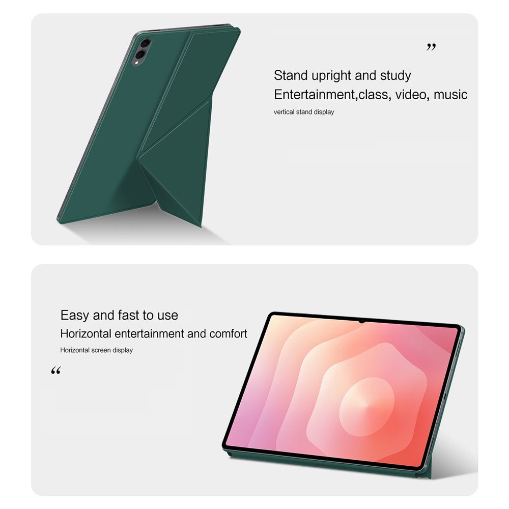 For Samsung Galaxy Tab S11 Ultra Leather Case Origami Stand Magnetic Tablet Cover Auto Wake  /  Sleep