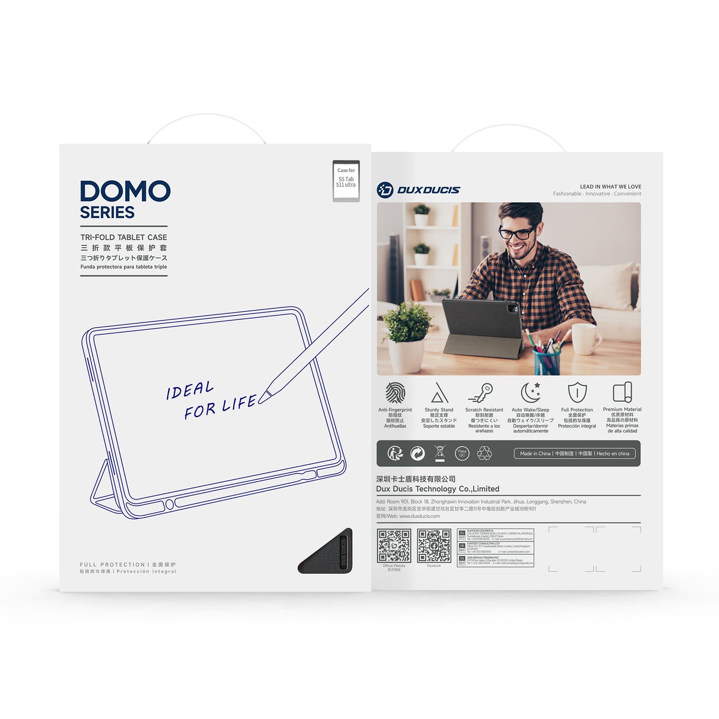 DUX DUCIS For Samsung Galaxy Tab S11 Ultra Case  Domo Series Tri-fold Stand PU Leather Tablet Cover