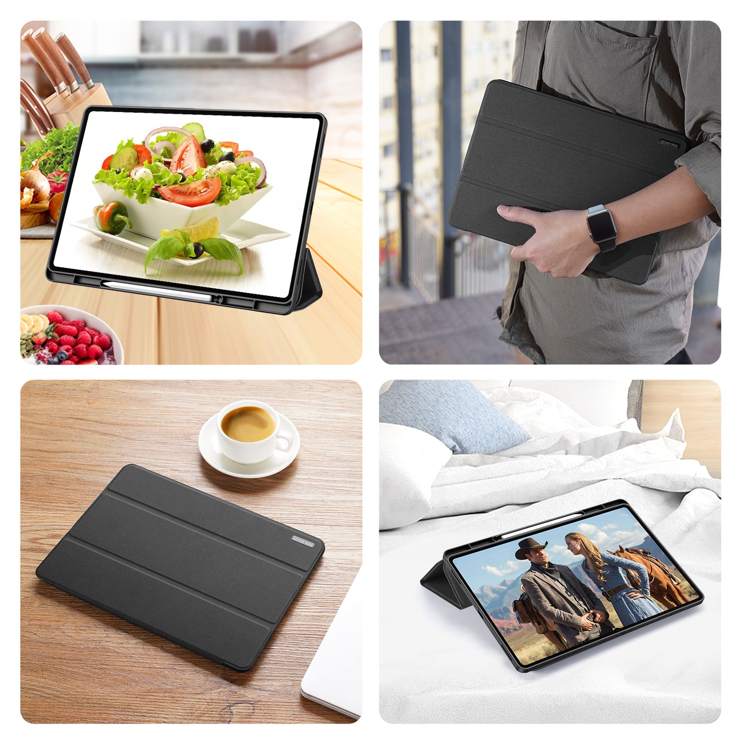 DUX DUCIS For Samsung Galaxy Tab S11 Ultra Case  Domo Series Tri-fold Stand PU Leather Tablet Cover
