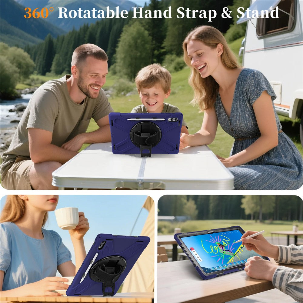 For Samsung Galaxy Tab S11 Ultra Kickstand Case TPU PC Silicone Tablet Cover with Shoulder Strap