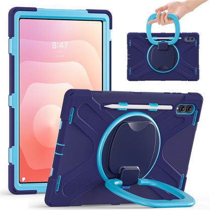 For Samsung Galaxy Tab S11 Ultra Case TPU + PC + Silicone Tablet Cover Swivel Kickstand Handle Grip