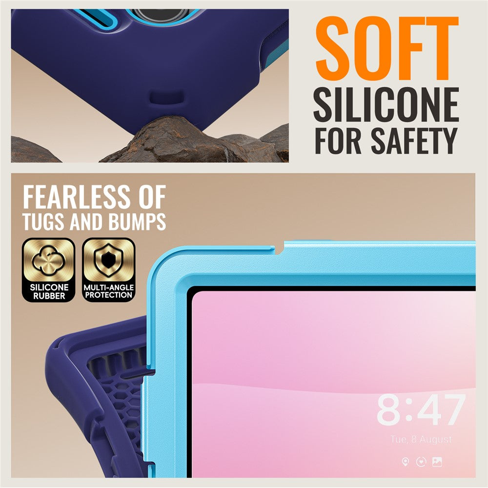 For Samsung Galaxy Tab S11 Ultra Case TPU + PC + Silicone Tablet Cover Swivel Kickstand Handle Grip