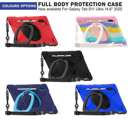 For Samsung Galaxy Tab S11 Ultra Case with Shoulder Strap TPU + PC + Silicone Kickstand Tablet Cover