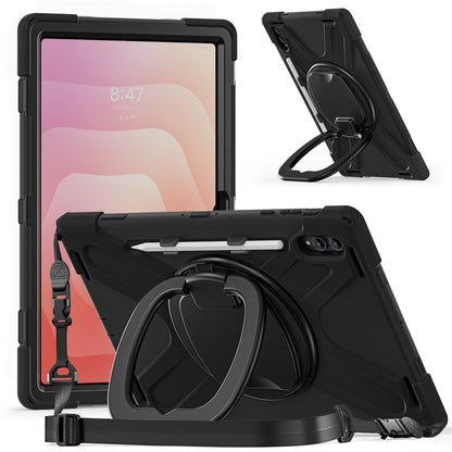 For Samsung Galaxy Tab S11 Ultra Case with Shoulder Strap TPU + PC + Silicone Kickstand Tablet Cover
