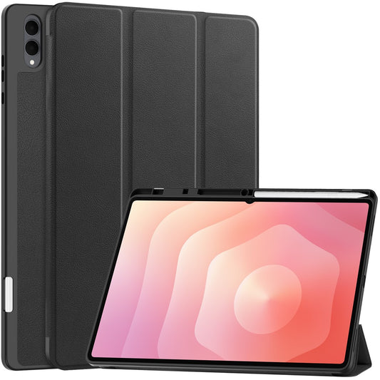 For Samsung Galaxy Tab S11 Ultra Stand Case Shock-Absorbent Leather Tablet Cover with Pen Slot