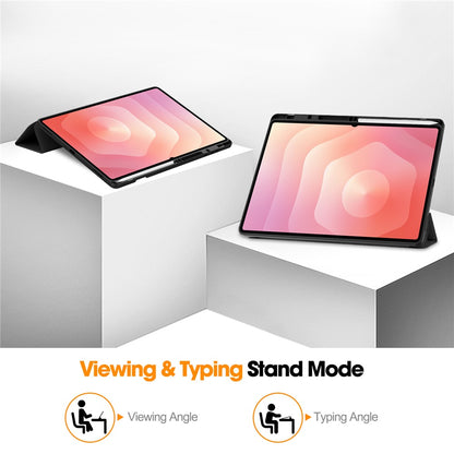 For Samsung Galaxy Tab S11 Ultra Stand Case Shock-Absorbent Leather Tablet Cover with Pen Slot