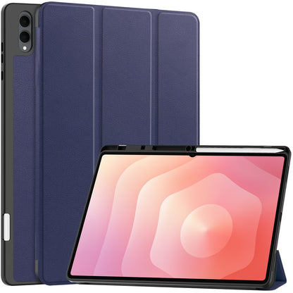 For Samsung Galaxy Tab S11 Ultra Stand Case Shock-Absorbent Leather Tablet Cover with Pen Slot